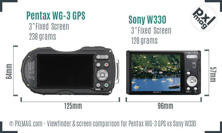 Pentax WG-3 GPS vs Sony W330 Screen and Viewfinder comparison