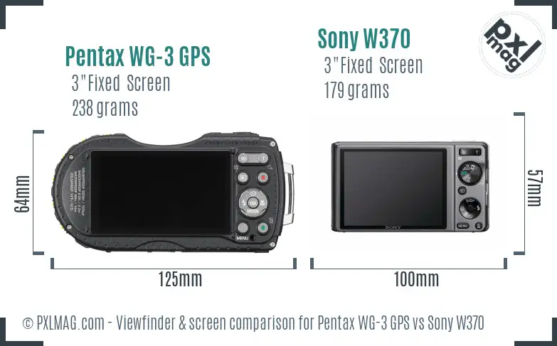 Pentax WG-3 GPS vs Sony W370 Screen and Viewfinder comparison