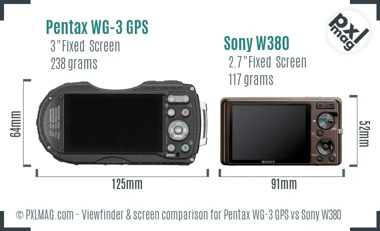 Pentax WG-3 GPS vs Sony W380 Screen and Viewfinder comparison