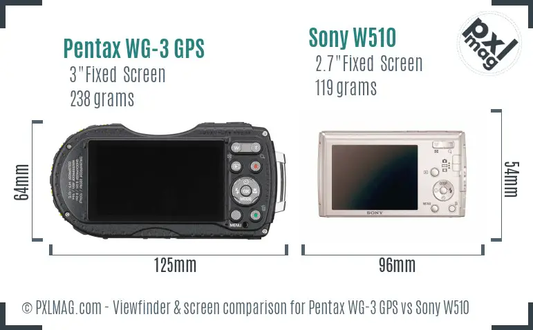 Pentax WG-3 GPS vs Sony W510 Screen and Viewfinder comparison
