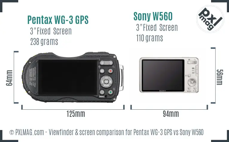 Pentax WG-3 GPS vs Sony W560 Screen and Viewfinder comparison