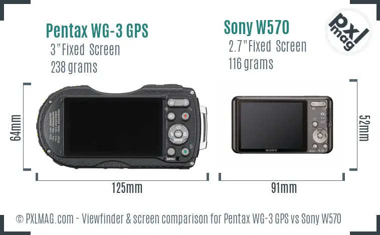 Pentax WG-3 GPS vs Sony W570 Screen and Viewfinder comparison