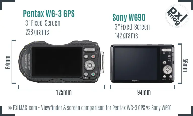 Pentax WG-3 GPS vs Sony W690 Screen and Viewfinder comparison