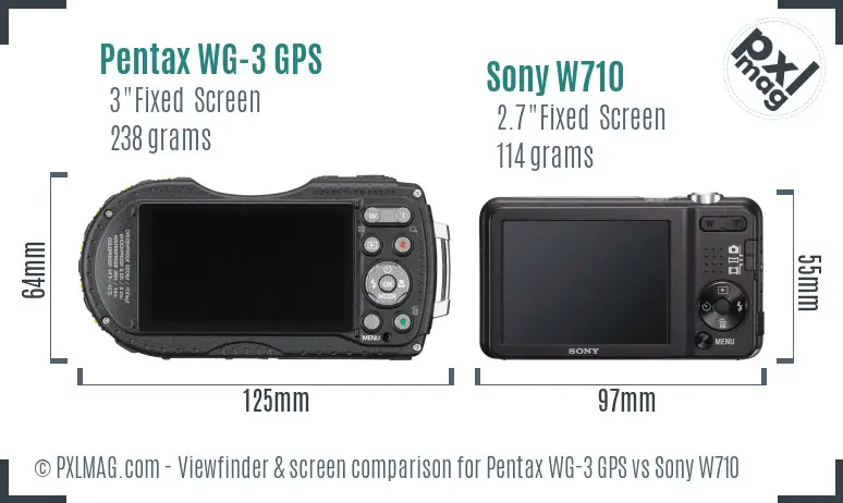 Pentax WG-3 GPS vs Sony W710 Screen and Viewfinder comparison