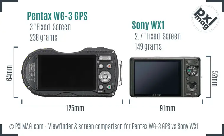 Pentax WG-3 GPS vs Sony WX1 Screen and Viewfinder comparison