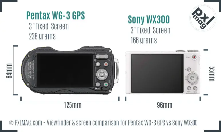 Pentax WG-3 GPS vs Sony WX300 Screen and Viewfinder comparison