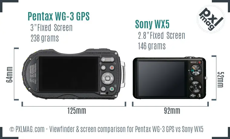 Pentax WG-3 GPS vs Sony WX5 Screen and Viewfinder comparison