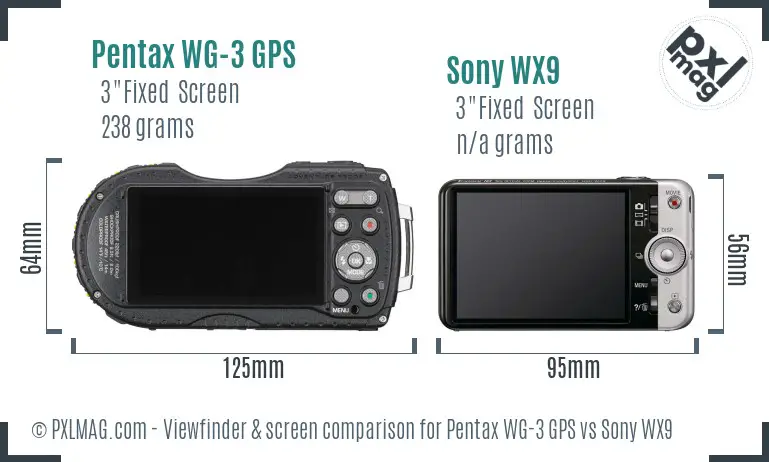 Pentax WG-3 GPS vs Sony WX9 Screen and Viewfinder comparison