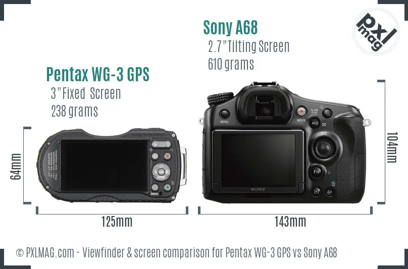 Pentax WG-3 GPS vs Sony A68 Screen and Viewfinder comparison