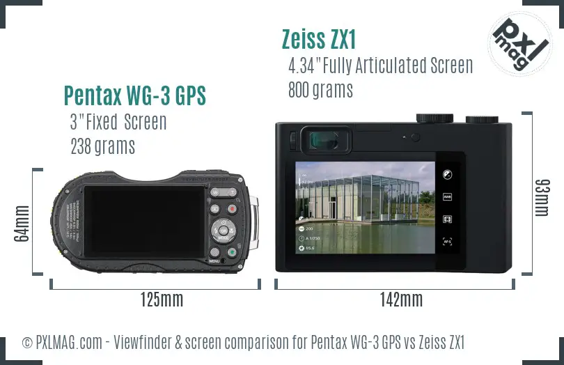 Pentax WG-3 GPS vs Zeiss ZX1 Screen and Viewfinder comparison