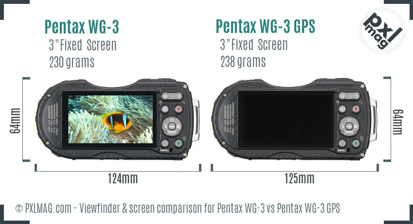 Pentax WG-3 vs Pentax WG-3 GPS Screen and Viewfinder comparison