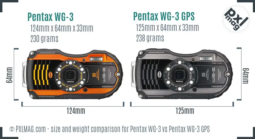 Pentax WG-3 vs Pentax WG-3 GPS size comparison
