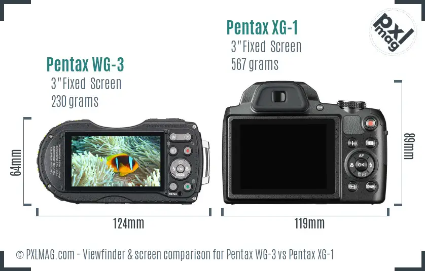 Pentax WG-3 vs Pentax XG-1 Screen and Viewfinder comparison