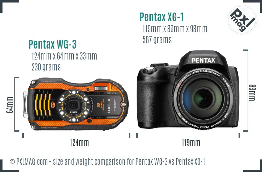 Pentax WG-3 vs Pentax XG-1 size comparison