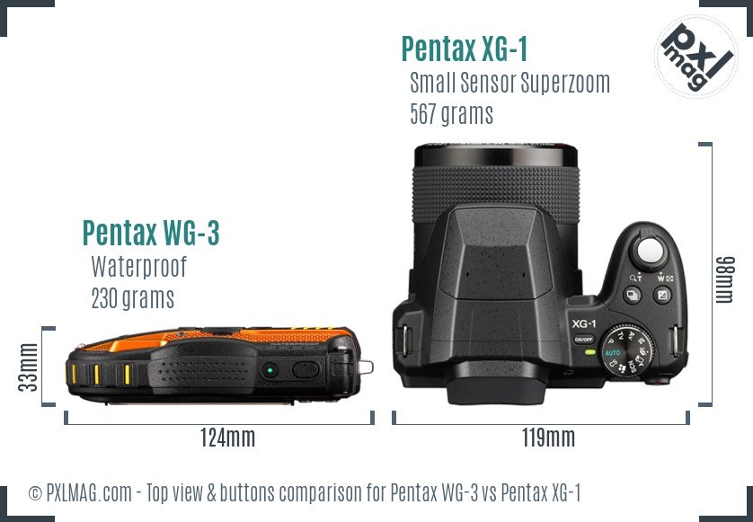 Pentax WG-3 vs Pentax XG-1 top view buttons comparison