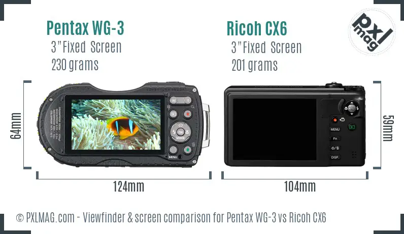 Pentax WG-3 vs Ricoh CX6 Screen and Viewfinder comparison
