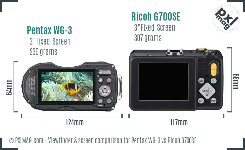 Pentax WG-3 vs Ricoh G700SE Screen and Viewfinder comparison