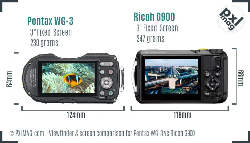 Pentax WG-3 vs Ricoh G900 Screen and Viewfinder comparison