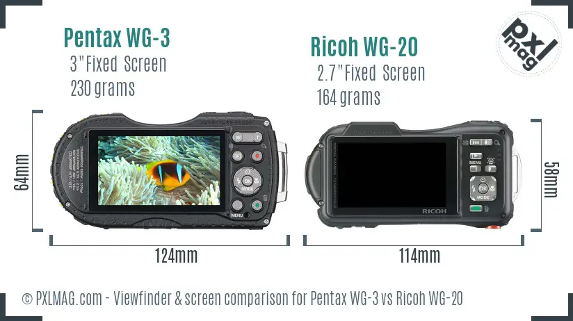 Pentax WG-3 vs Ricoh WG-20 Screen and Viewfinder comparison