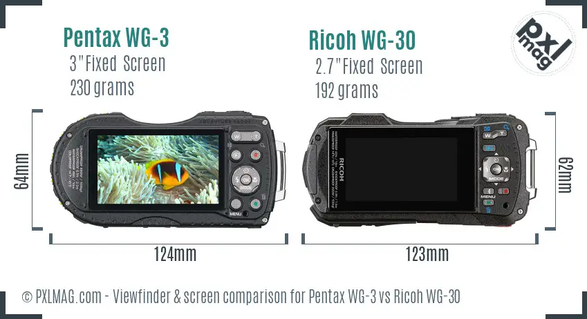 Pentax WG-3 vs Ricoh WG-30 Screen and Viewfinder comparison
