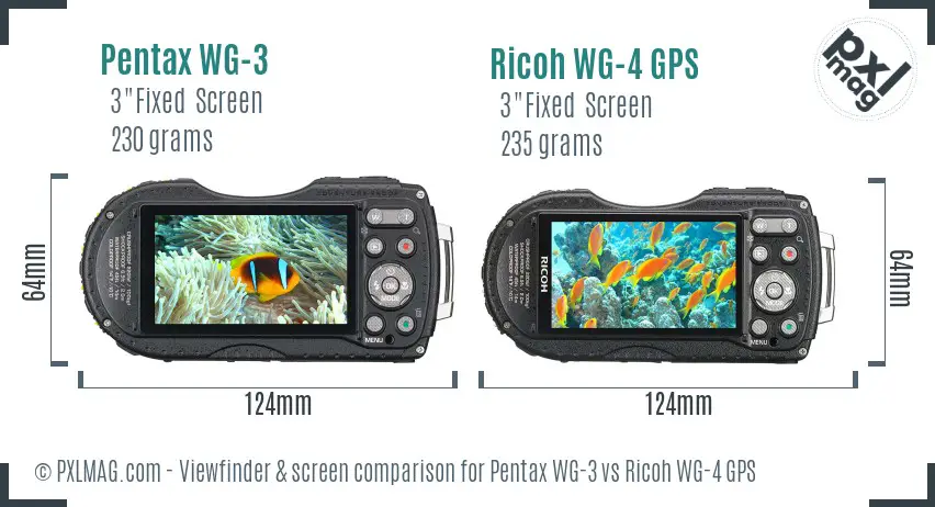 Pentax WG-3 vs Ricoh WG-4 GPS Screen and Viewfinder comparison