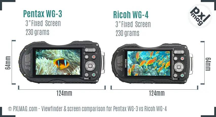 Pentax WG-3 vs Ricoh WG-4 Screen and Viewfinder comparison