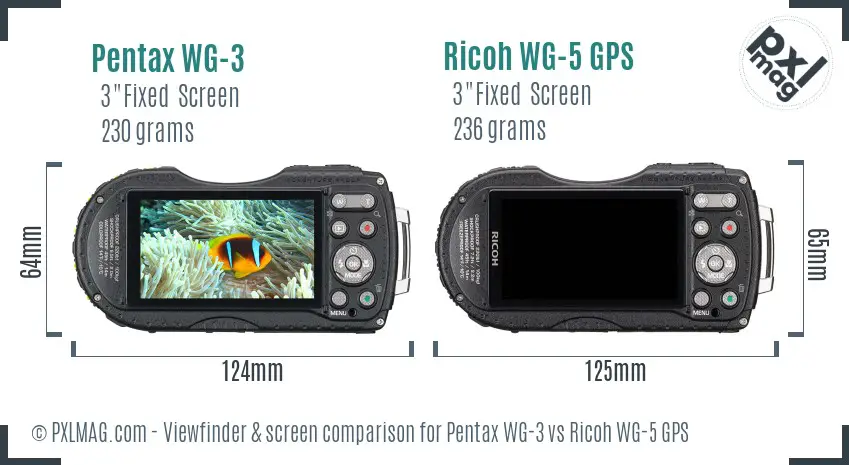 Pentax WG-3 vs Ricoh WG-5 GPS Screen and Viewfinder comparison