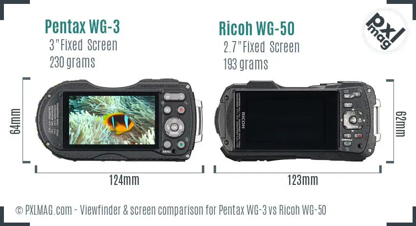 Pentax WG-3 vs Ricoh WG-50 Screen and Viewfinder comparison