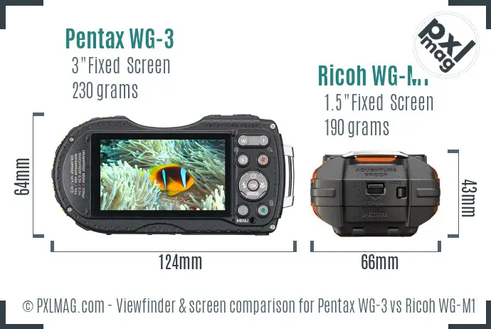 Pentax WG-3 vs Ricoh WG-M1 Screen and Viewfinder comparison