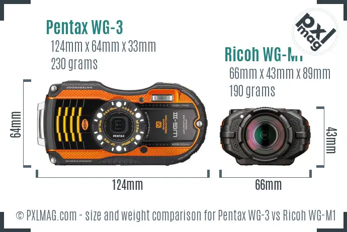Pentax WG-3 vs Ricoh WG-M1 size comparison