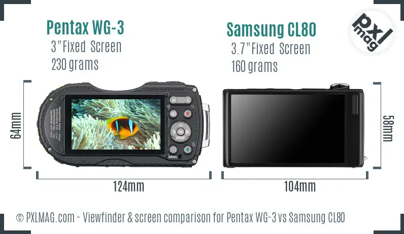 Pentax WG-3 vs Samsung CL80 Screen and Viewfinder comparison