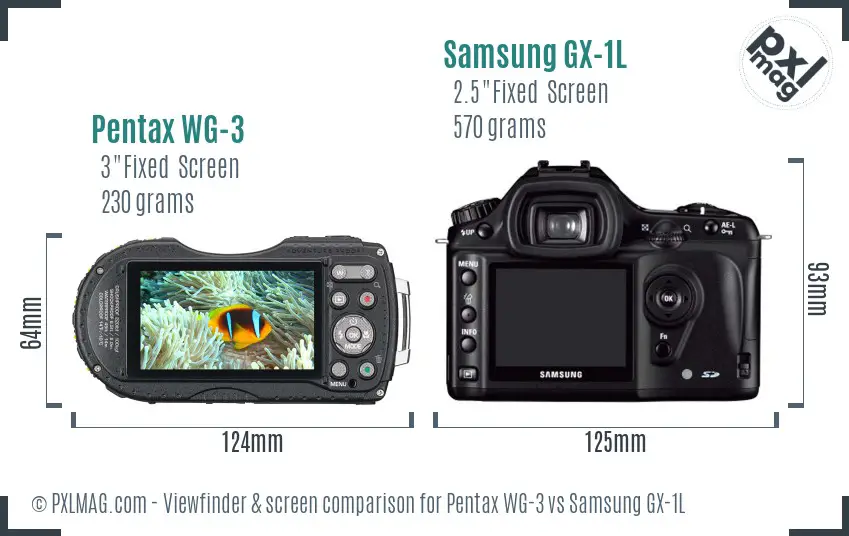 Pentax WG-3 vs Samsung GX-1L Screen and Viewfinder comparison