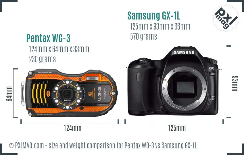 Pentax WG-3 vs Samsung GX-1L size comparison