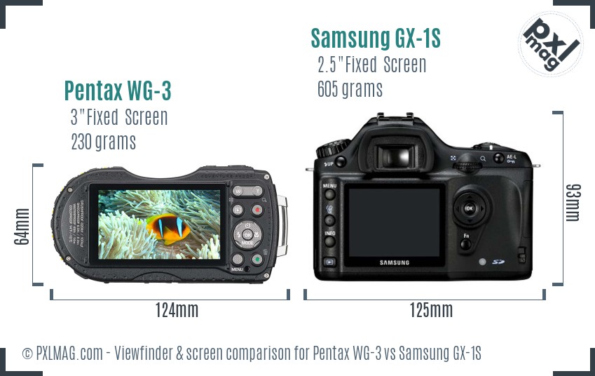 Pentax WG-3 vs Samsung GX-1S Screen and Viewfinder comparison