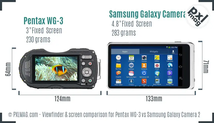 Pentax WG-3 vs Samsung Galaxy Camera 2 Screen and Viewfinder comparison
