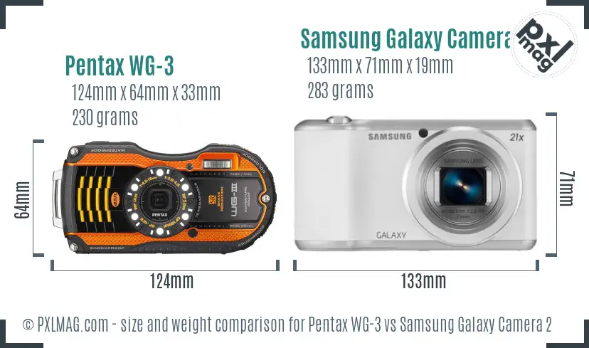 Pentax WG-3 vs Samsung Galaxy Camera 2 size comparison
