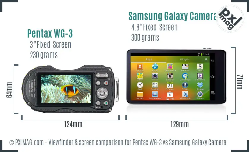 Pentax WG-3 vs Samsung Galaxy Camera Screen and Viewfinder comparison