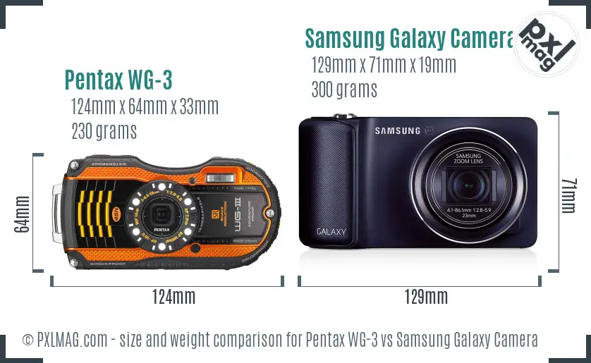 Pentax WG-3 vs Samsung Galaxy Camera size comparison