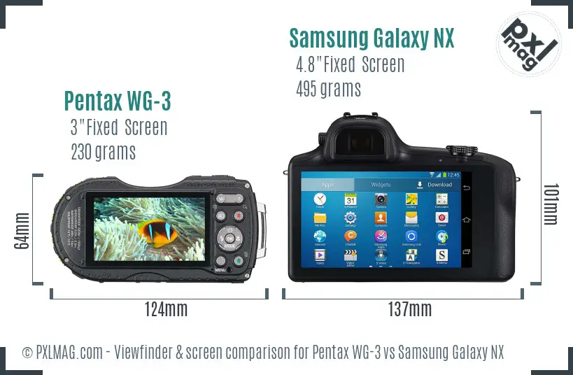Pentax WG-3 vs Samsung Galaxy NX Screen and Viewfinder comparison