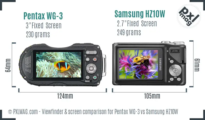 Pentax WG-3 vs Samsung HZ10W Screen and Viewfinder comparison