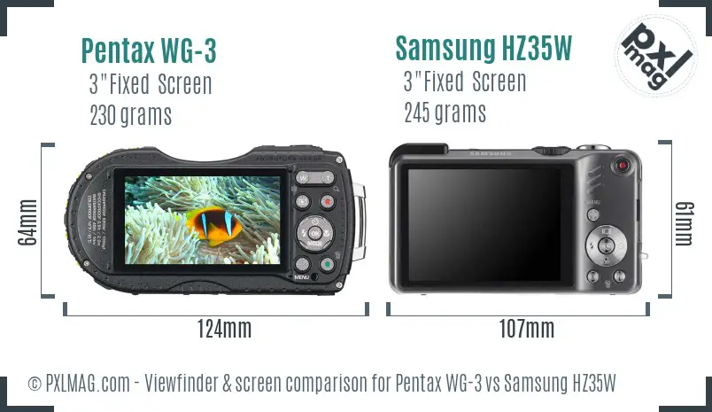 Pentax WG-3 vs Samsung HZ35W Screen and Viewfinder comparison