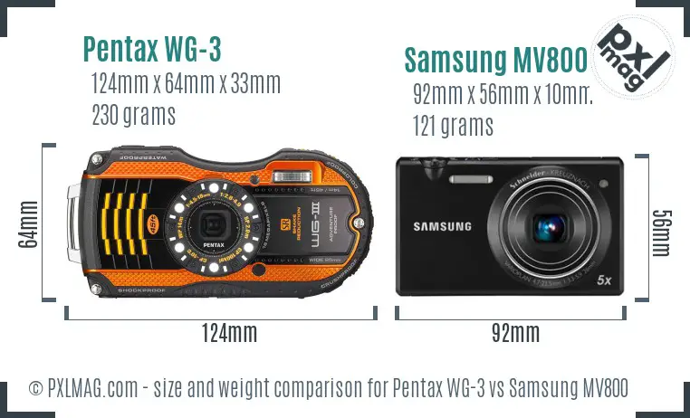 Pentax WG-3 vs Samsung MV800 size comparison