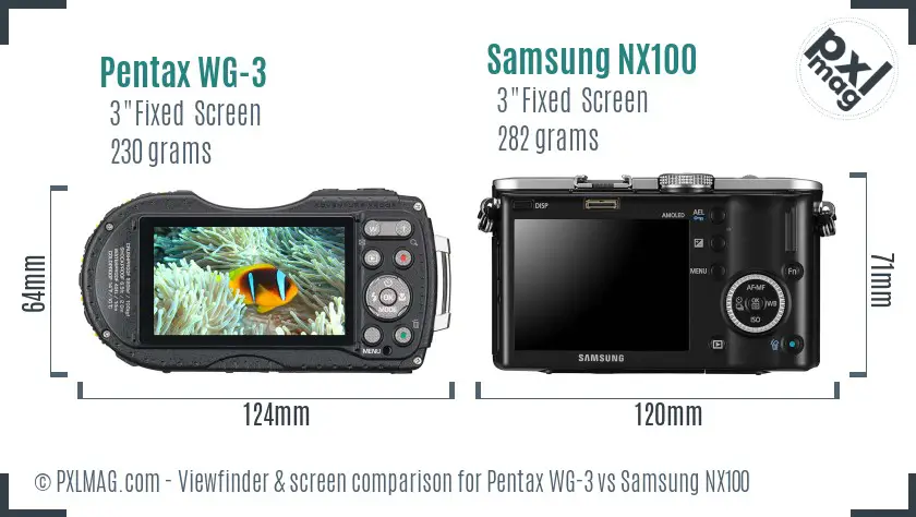 Pentax WG-3 vs Samsung NX100 Screen and Viewfinder comparison