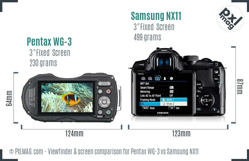 Pentax WG-3 vs Samsung NX11 Screen and Viewfinder comparison