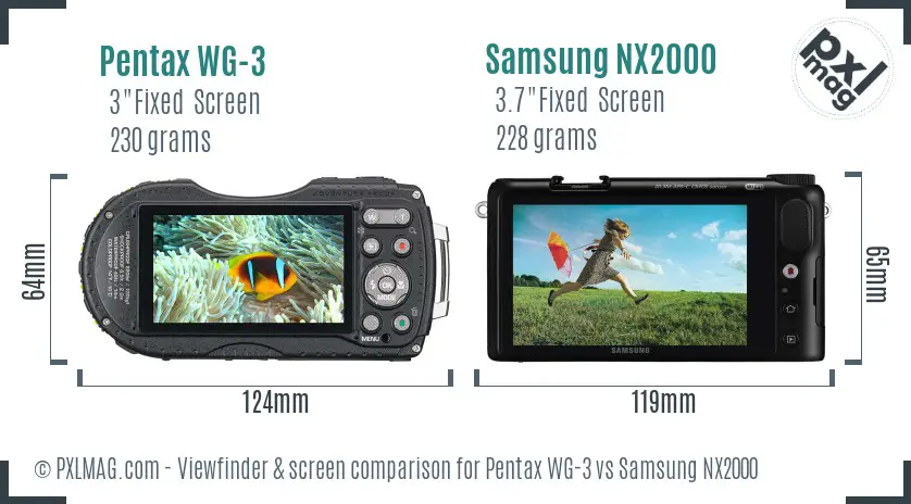 Pentax WG-3 vs Samsung NX2000 Screen and Viewfinder comparison