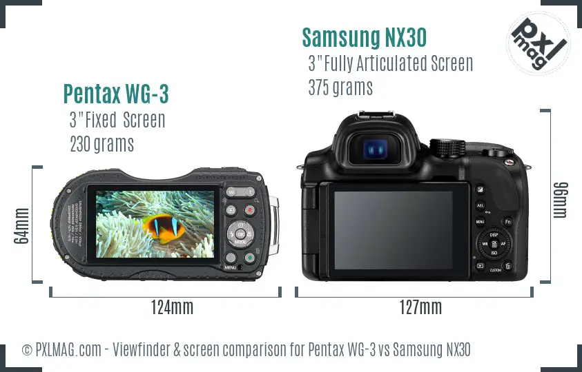 Pentax WG-3 vs Samsung NX30 Screen and Viewfinder comparison