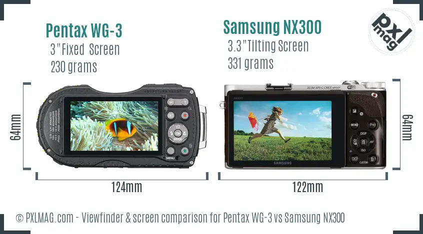 Pentax WG-3 vs Samsung NX300 Screen and Viewfinder comparison