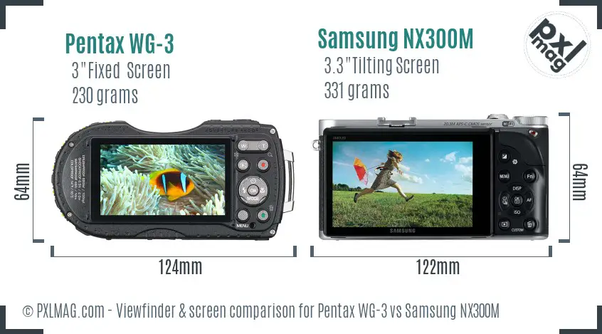 Pentax WG-3 vs Samsung NX300M Screen and Viewfinder comparison