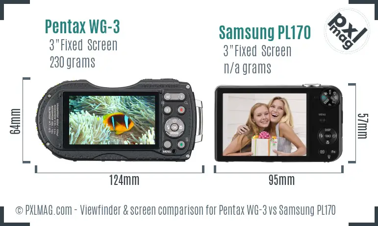 Pentax WG-3 vs Samsung PL170 Screen and Viewfinder comparison