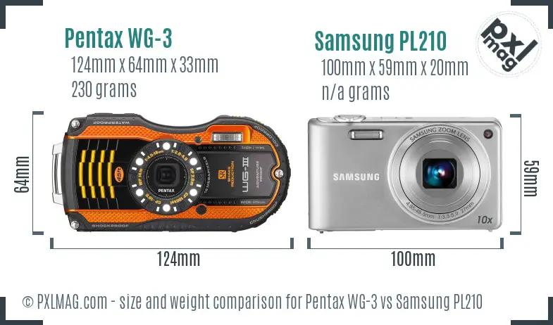 Pentax WG-3 vs Samsung PL210 size comparison